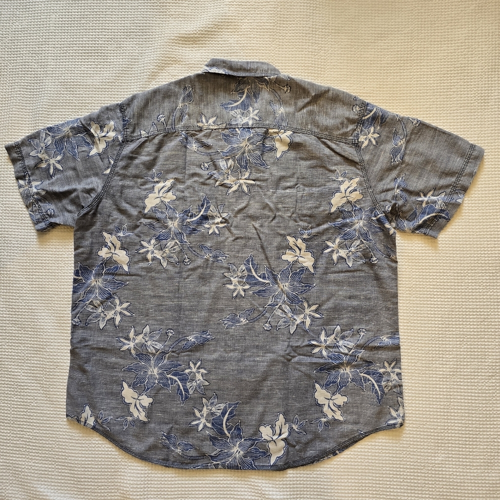 Cubavera Linen Blend Reverse Hawaiian Print Shirt - Slim Fit - Men's Size XL - Picture 4 of 8